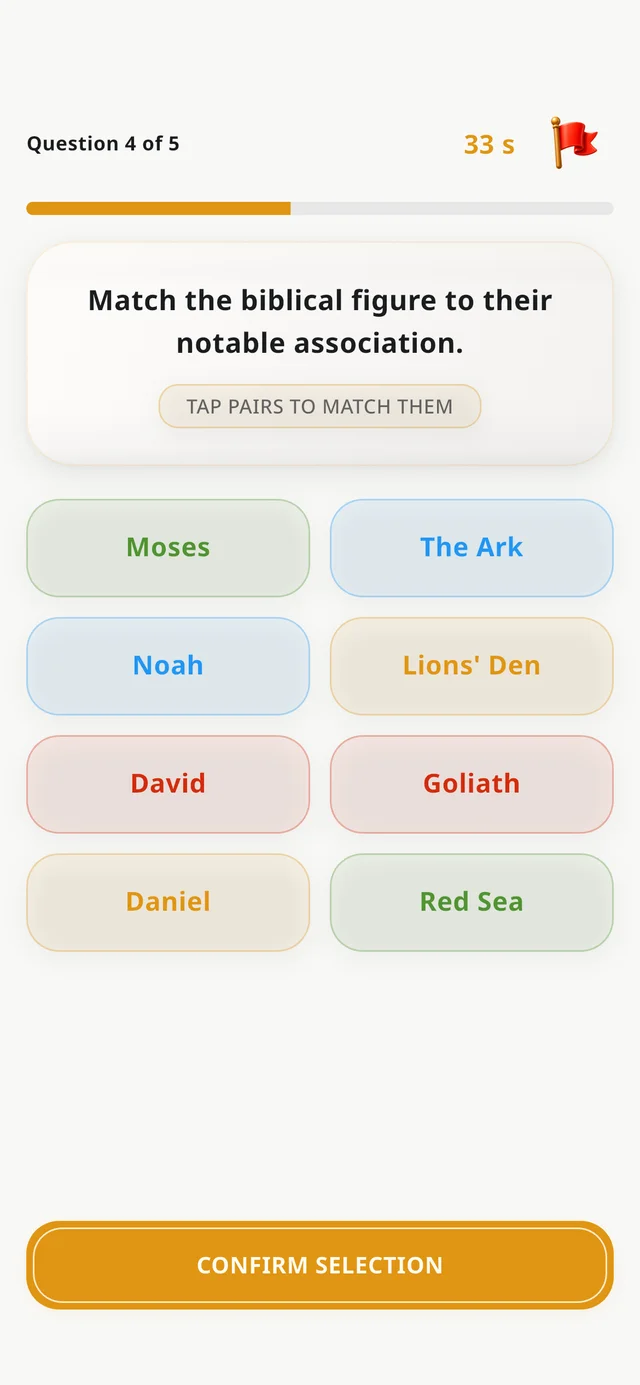 Bible Arena timed matching question
